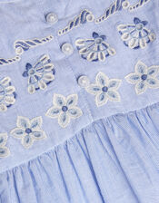Baby Seashell Embroidered Dress, Blue (BLUE), large