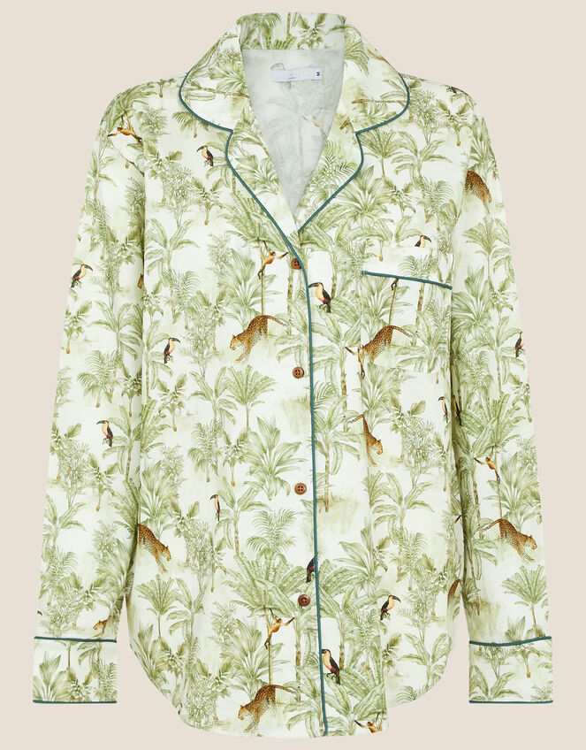 Luna and Noon Rio Tropical Print Pyjama Set, Green (GREEN), large