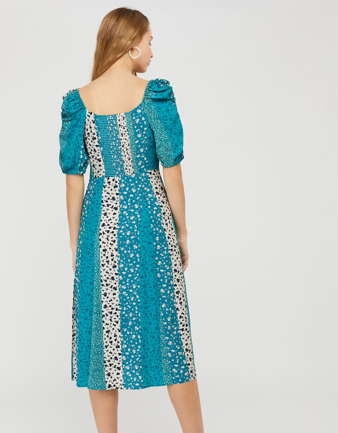 Floral Patchwork Midi Dress in LENZING™ ECOVERO™, Green (GREEN), large