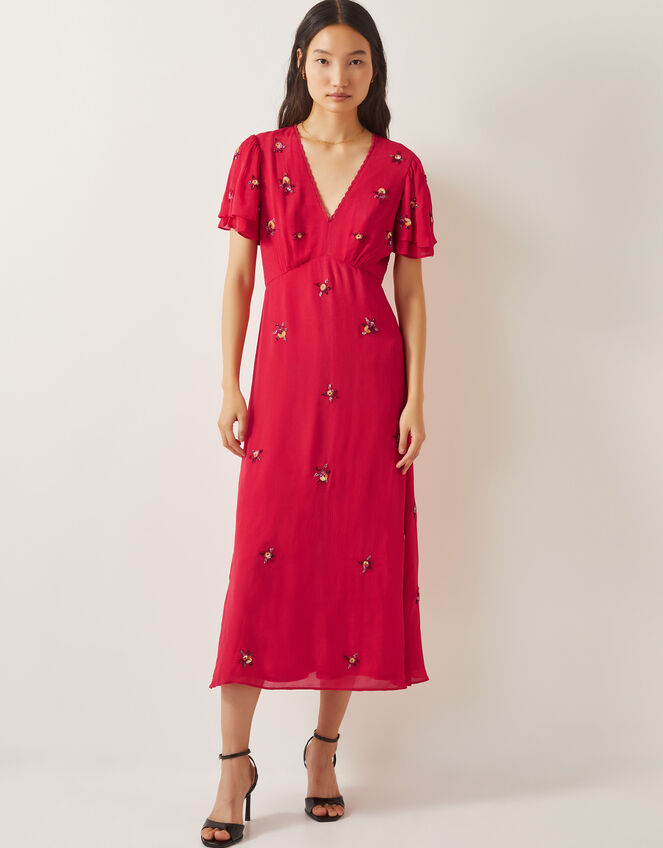 Gia Embellished Tea Dress, Red (RED), large