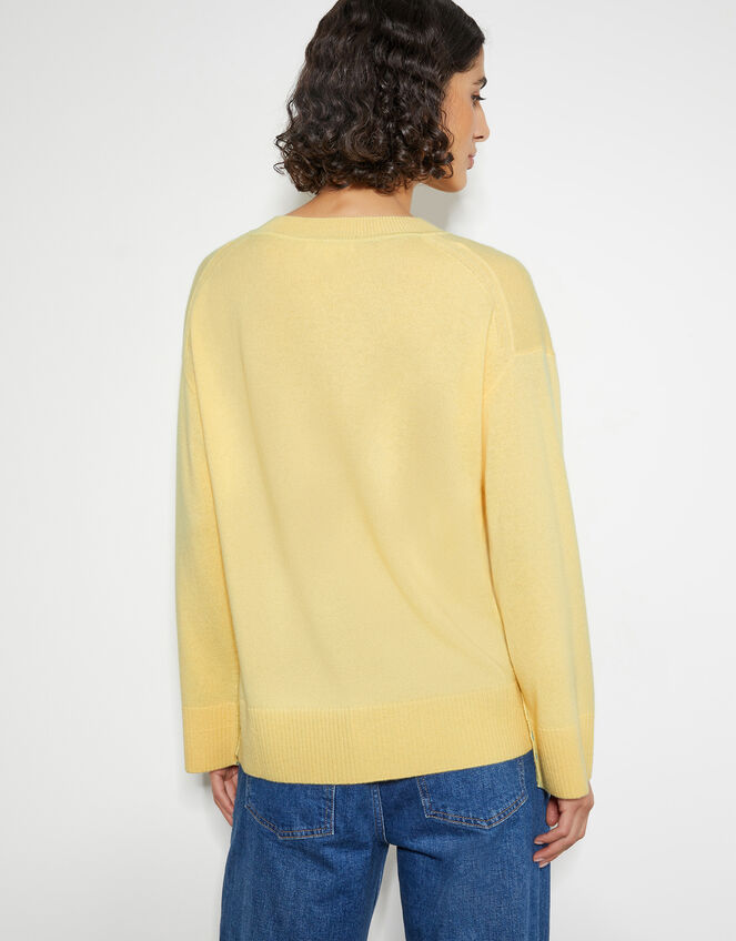 Cindy Cashmere Crewneck Sweater, Yellow (YELLOW), large