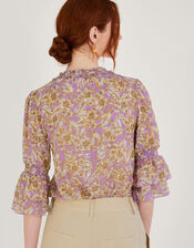 Keava Ruffle Blouse in Recycled Polyester, Purple (LILAC), large