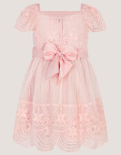 Baby Isabel Lace Tiered Party Dress, Pink (DUSKY PINK), large