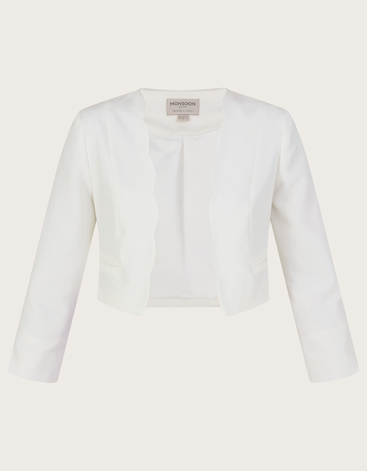 Hortensia Scallop Crop Jacket with Recycled Polyester Ivory
