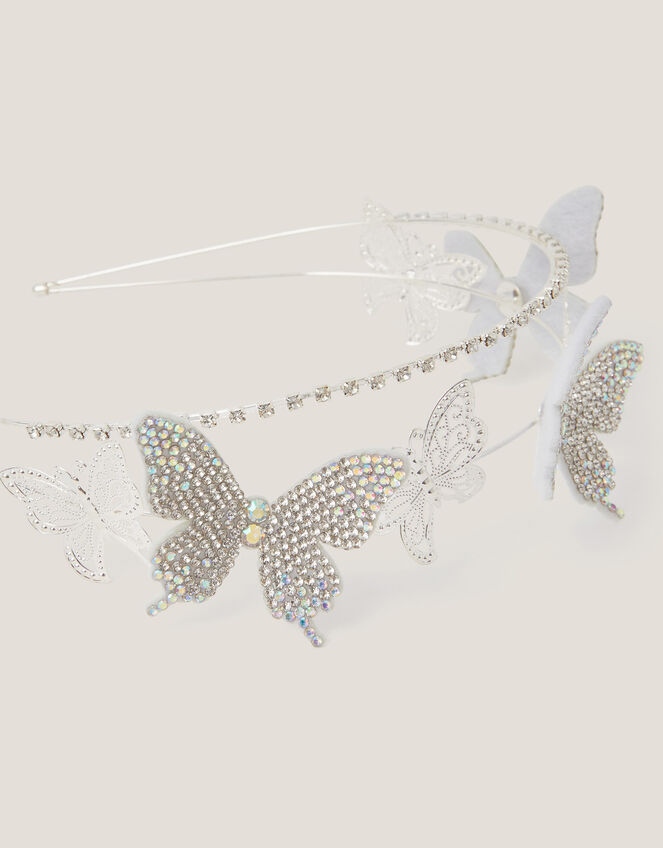 Diamanté Butterfly Headband, , large