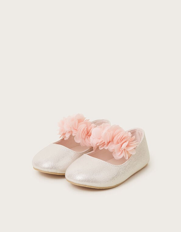 Corsage Metallic Faux Leather Ballet Flats, Pink (PINK), large