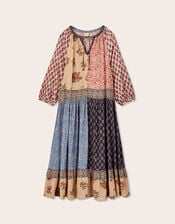 East Loran Patch Print Crinkle Cotton Dress, Multi (MULTI), large