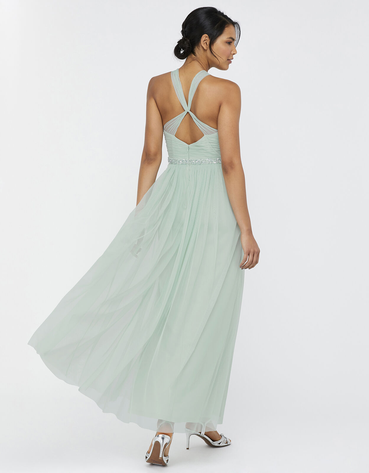 Ellison Twist Embellished Maxi Dress Green