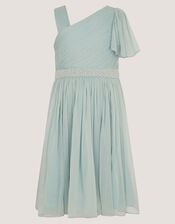 Amalthea Asymmetrical Embellished Party Dress, Green (SAGE), large
