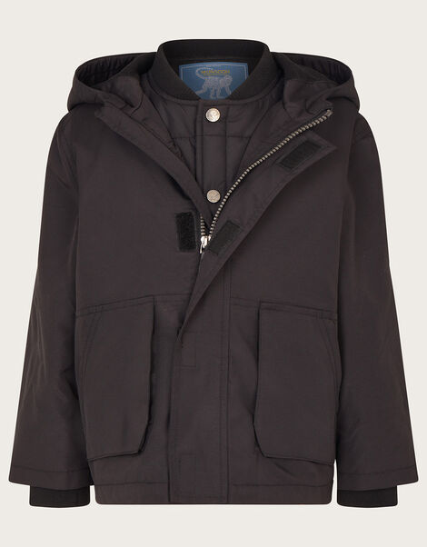 2-in-1 Parka Gilet Coat, Black (BLACK), large