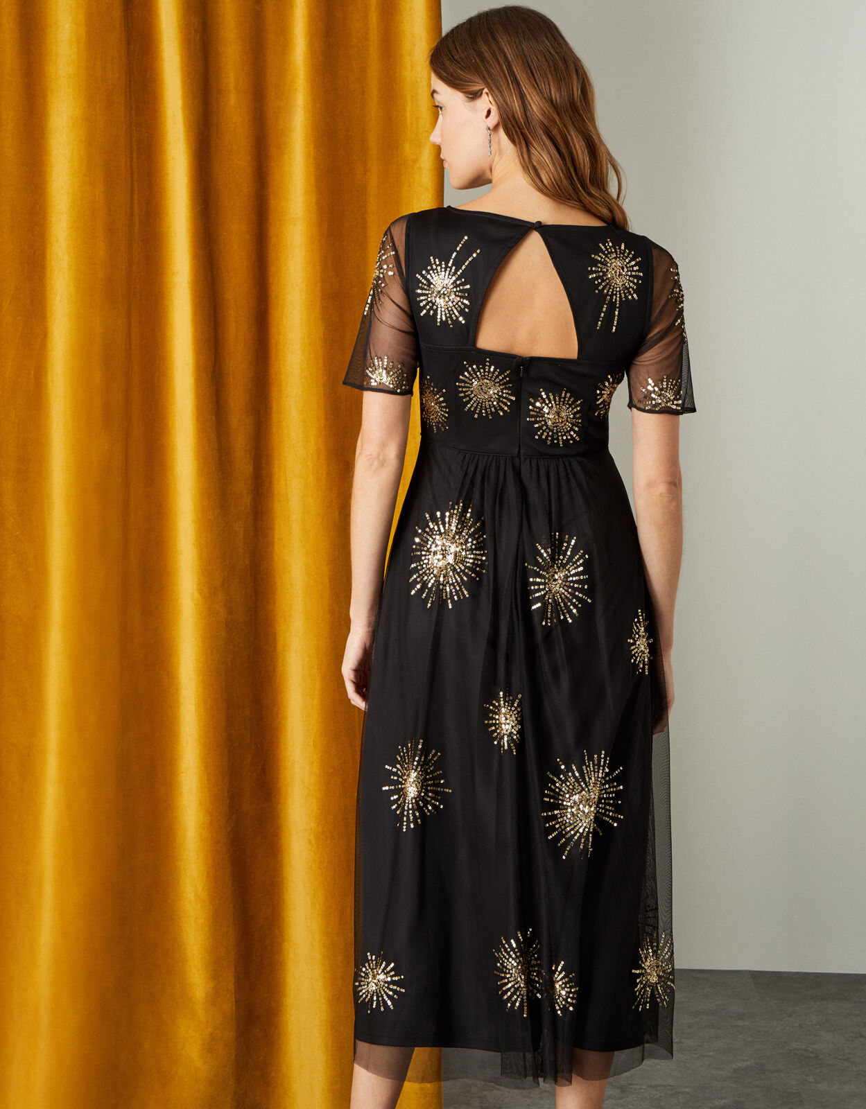 Edie Starburst Embellished Dress Black