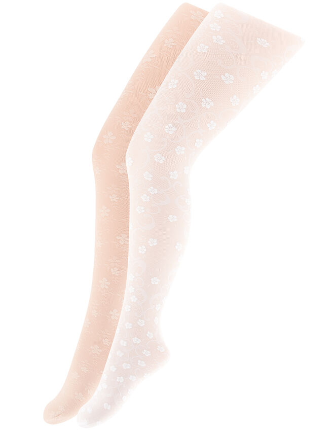 Floral Lacey Tights Set of Two, Multi (MULTI), large