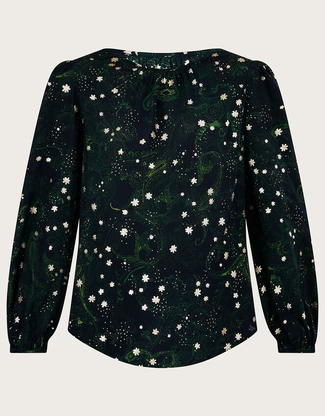 Astrid Foil Print Blouse, Green (GREEN), large