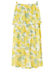 Layla Lemon Print Dress, Yellow (YELLOW), large