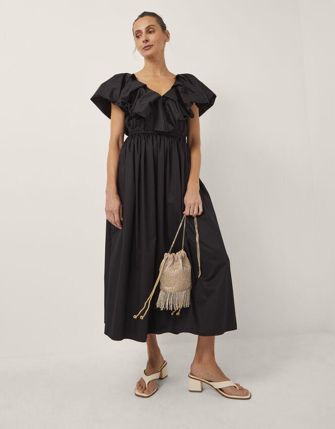 Devotion Twins Deos Frill Maxi Dress, Black (BLACK), large