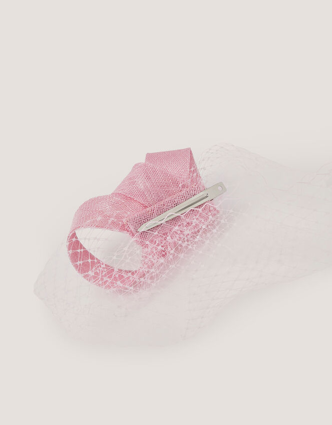 Alexia Twist Veil Fascinator Hair Slide, Pink (SOFT PINK), large