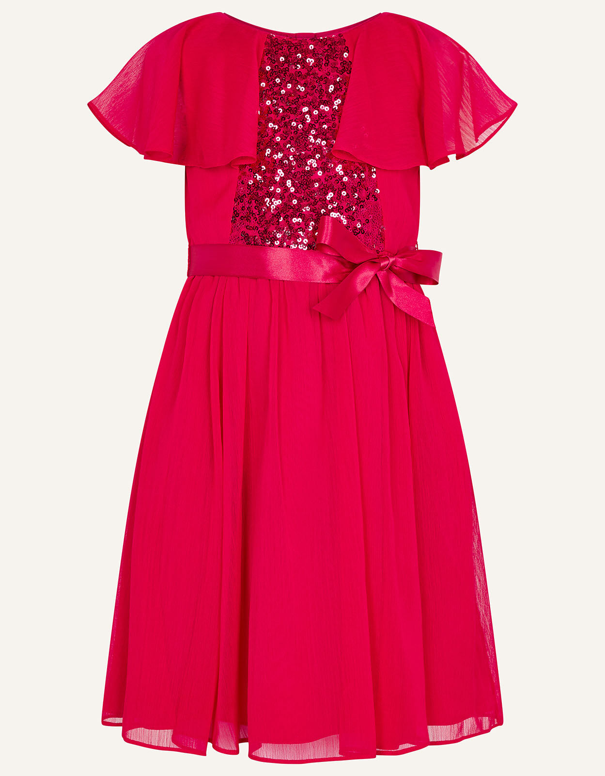 Sequin Cape Sleeve Dress Red