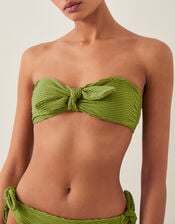 Alina Rib Bandeau Bikini Top, Green (GREEN), large