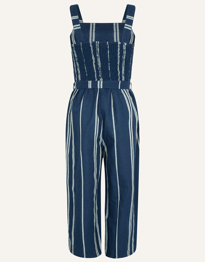 Stripe Jumpsuit in Linen Blend, Blue (NAVY), large