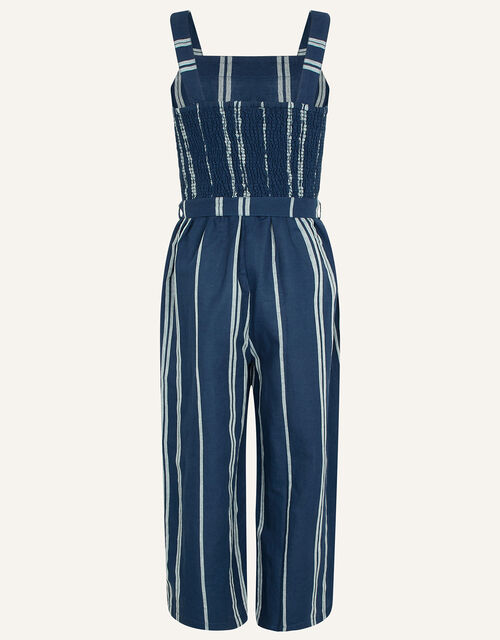Stripe Jumpsuit in Linen Blend, Blue (NAVY), large
