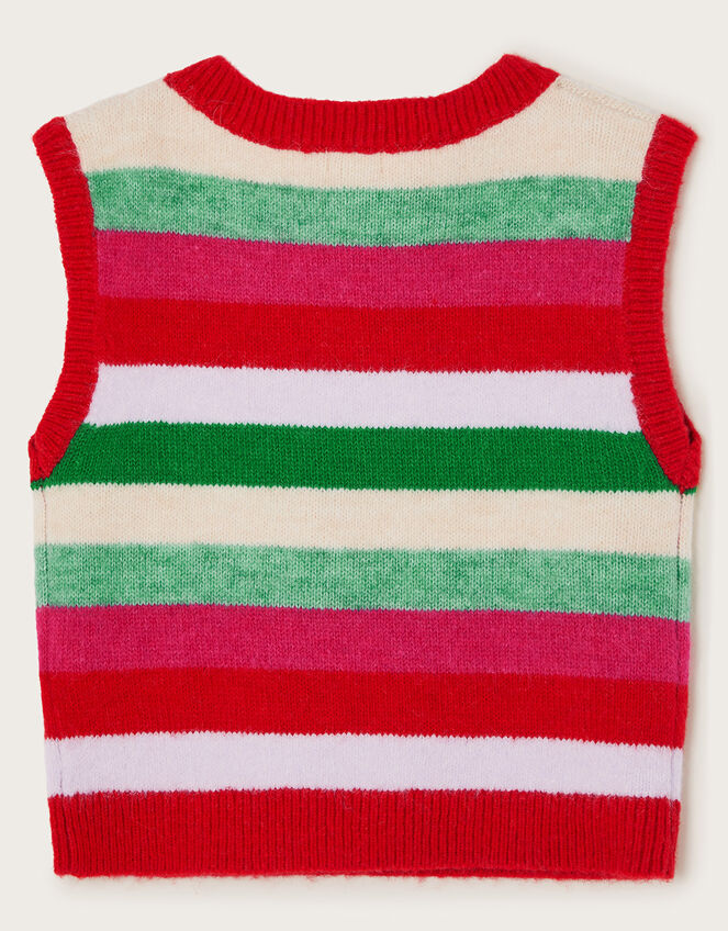Stripe Sweater Vest, Red (RED), large