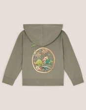 Dinosaur Zip-Up Hoodie, Green (GREEN), large