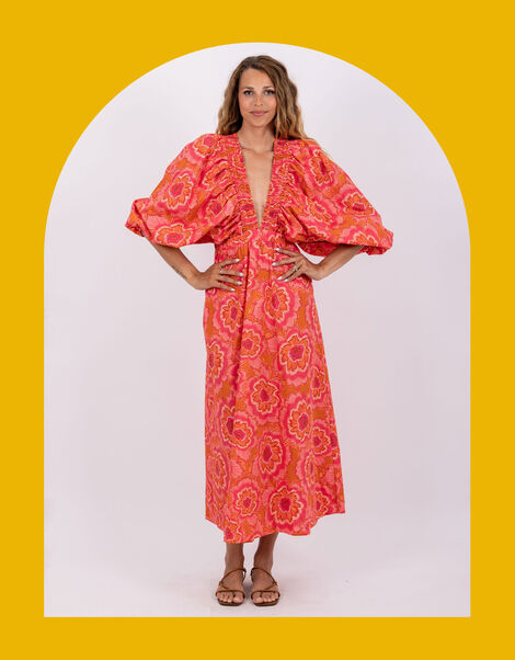 Sundress Tiya Floral Maxi Dress, Orange (CORAL), large