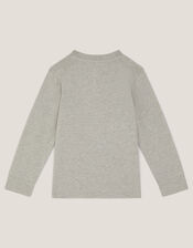 Snowboard Dinosaur Long Sleeve Top, Grey (GREY), large