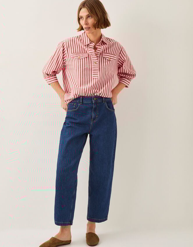 Liv 3/4 Sleeve Stripe Shirt, Red (RED), large