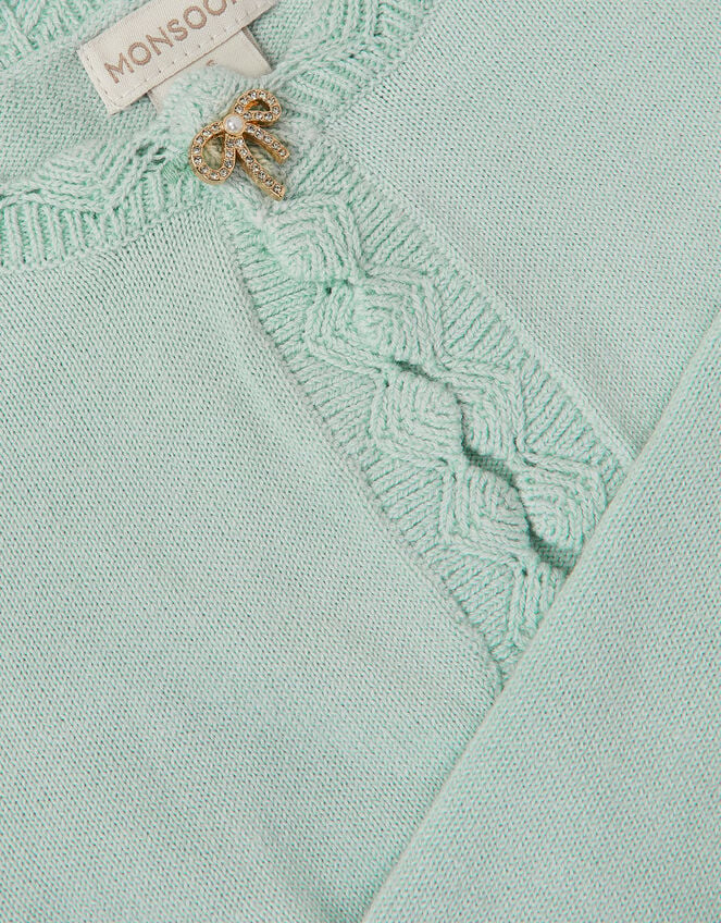 Maeve Bow Button Cardigan, Green (SAGE), large