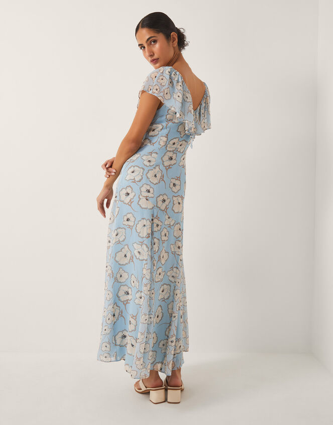 Chloe Floral Ruffle Maxi Dress, Blue (BLUE), large