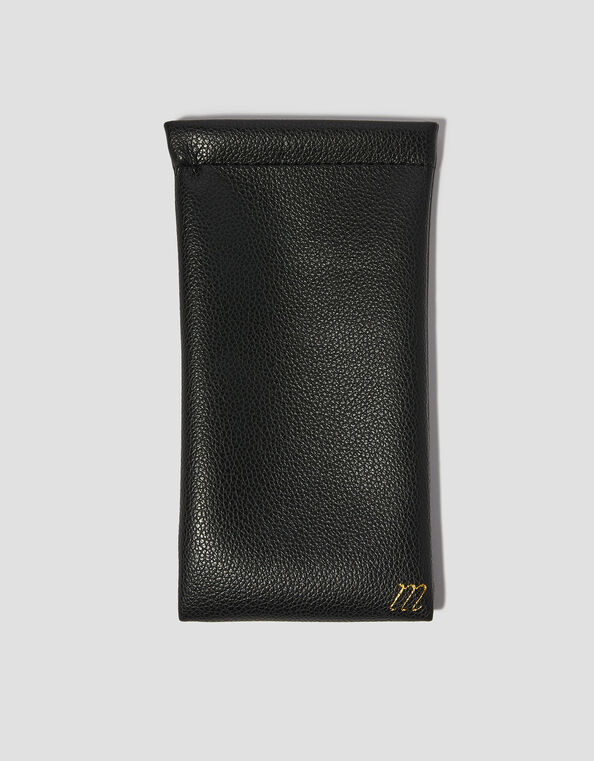 Faux Leather Sunglasses Pouch, Black (BLACK), large