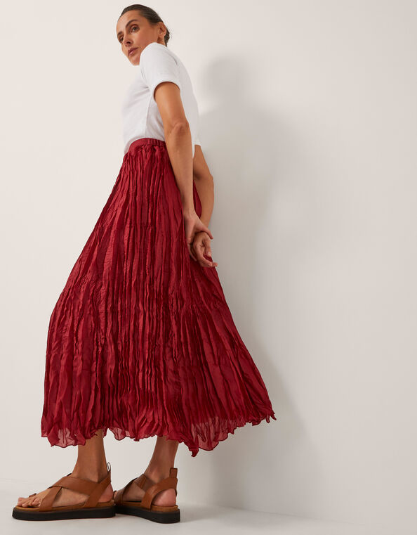 Odessa Crinkle Maxi Skirt, Red (CHERRY), large