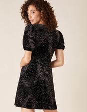 Georgie Glitter Stretch Velvet Dress, Black (BLACK), large