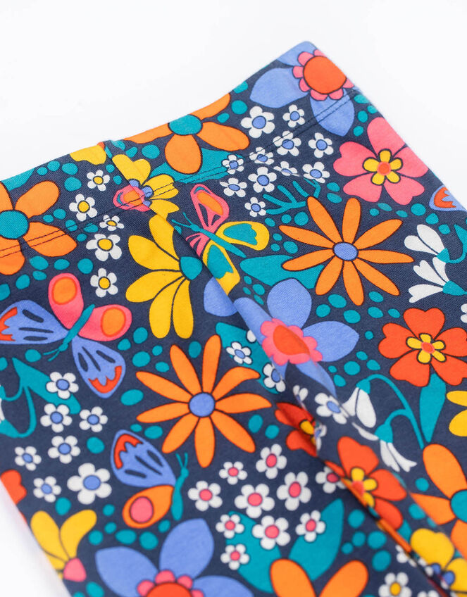 Frugi Leona Printed Leggings, Blue (NAVY), large