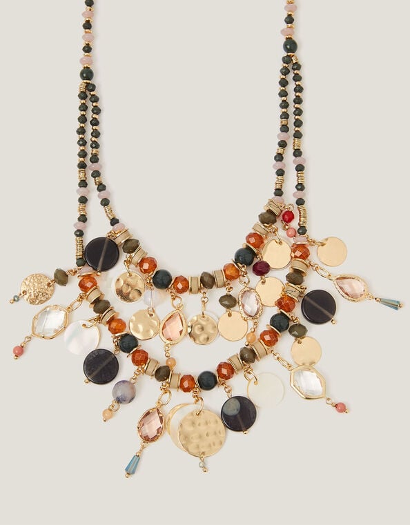 Mixed Bead Statement Layered Necklace, , large