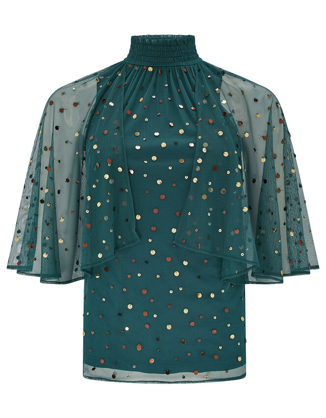 Kimberley Sequin Cape Top, Teal (TEAL), large