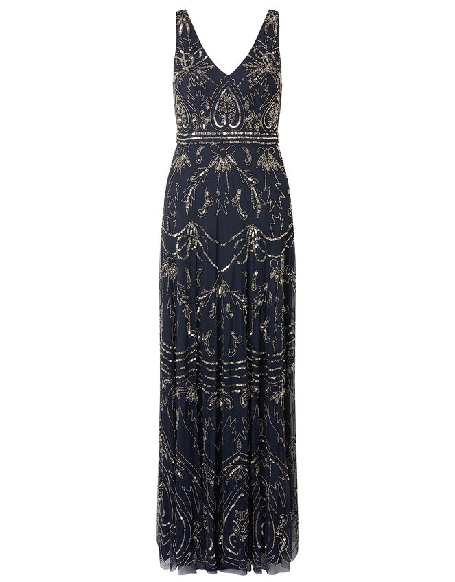 Harley Embellished Heart Maxi Dress , Blue (NAVY), large