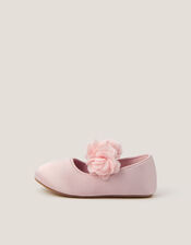 Baby Flower Pom Pom Walker Shoes, Pink (PINK), large