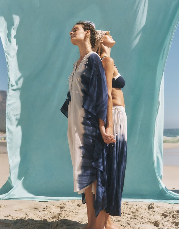 Elise Embellished Dip Dye Midi Kaftan, Blue (BLUE), large