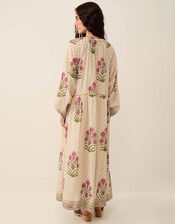East Roza Hand-Woodblock Floral Cotton Dress, Multi (MULTI), large
