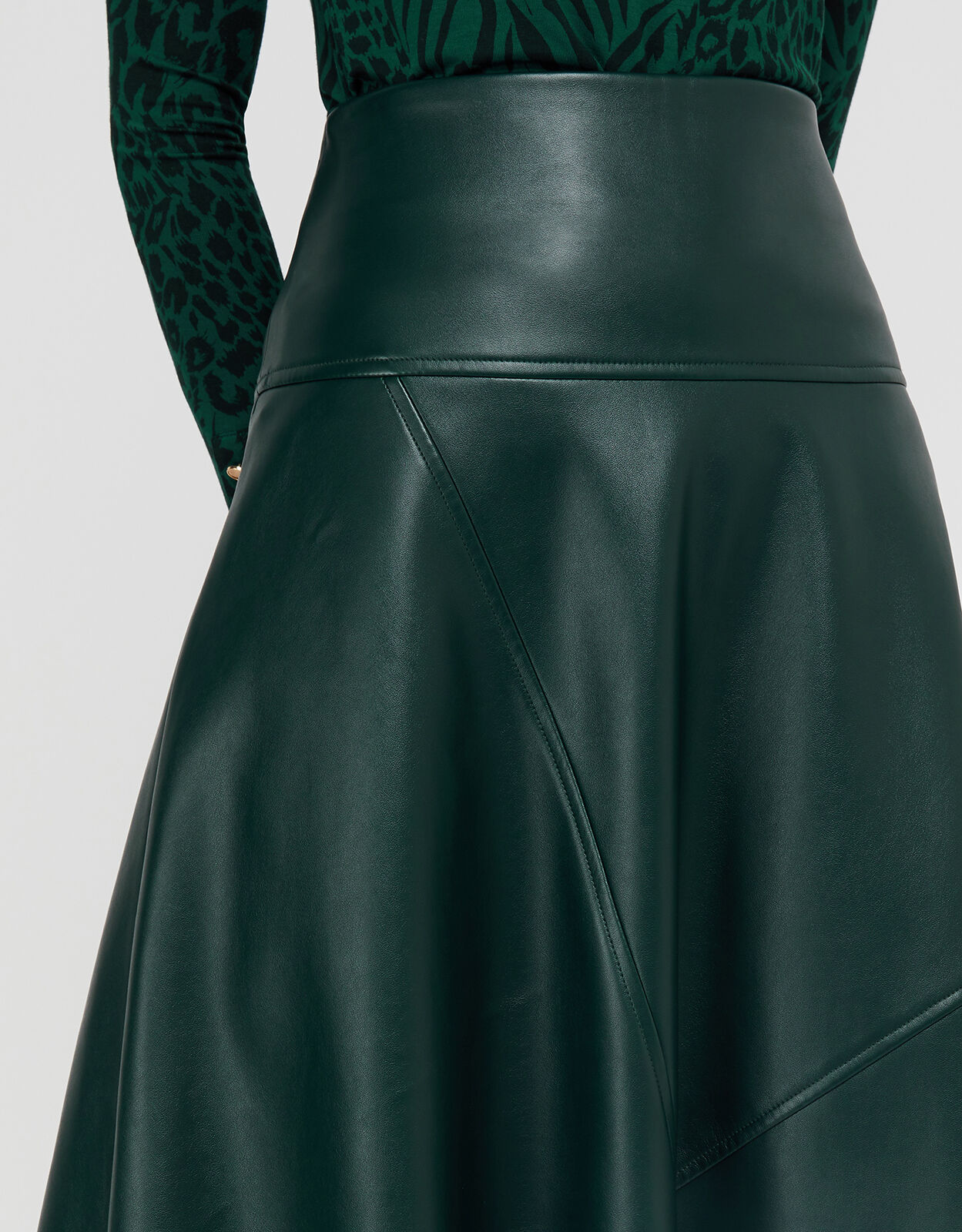 Monsoon green leather look skirt on sale