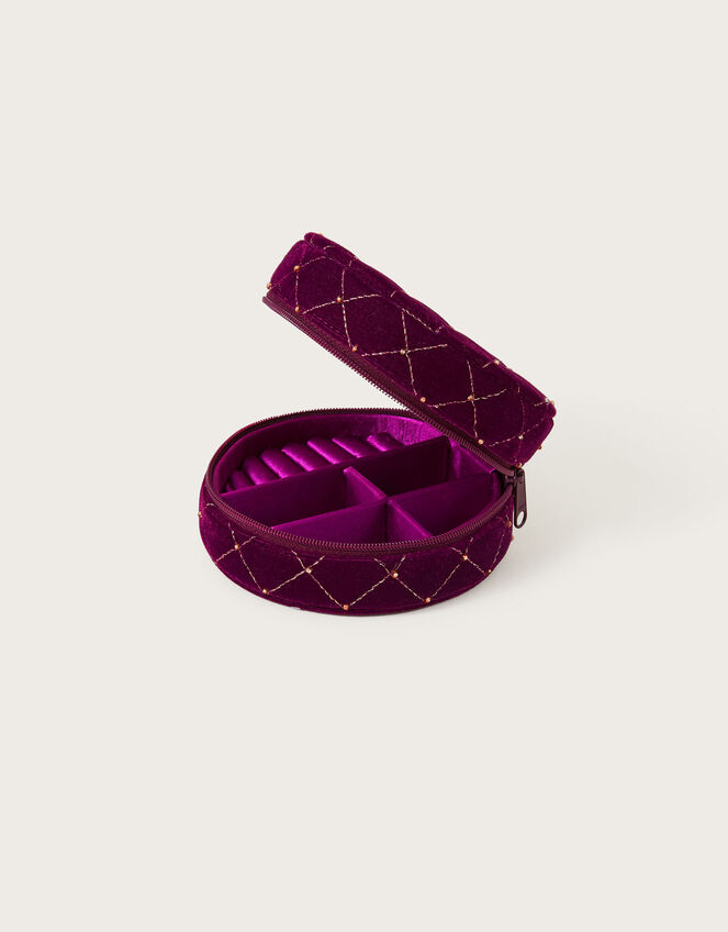Velvet Quilted Jewellery Box, , large