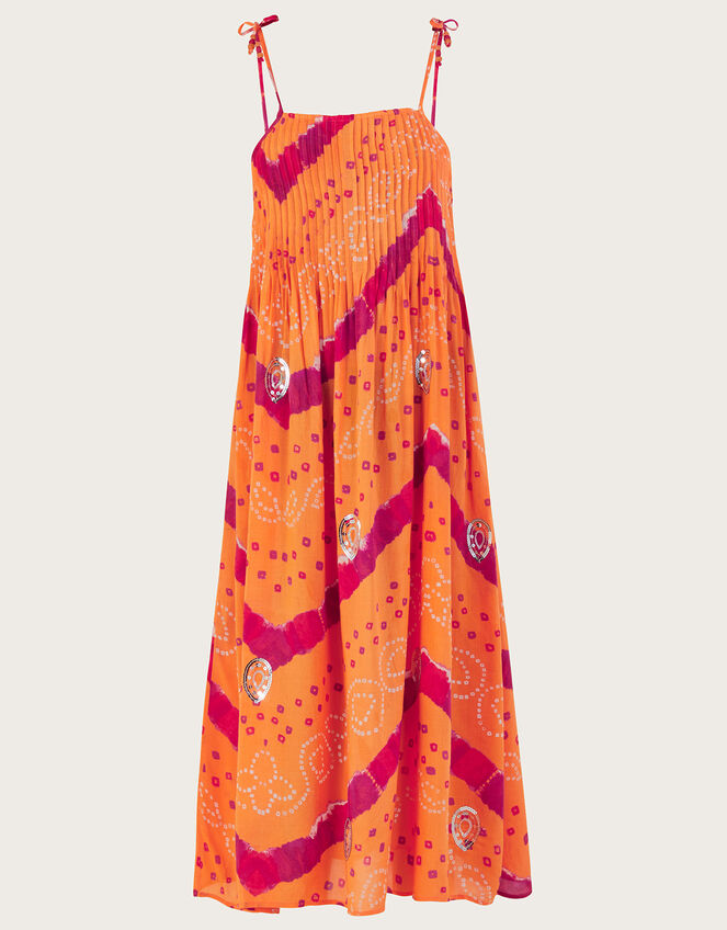 Bandhani Dye Cami Midi Dress , Orange (ORANGE), large