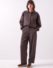 East Pheba Print Cotton Twill Trousers, Multi (DARKS MULTI), large