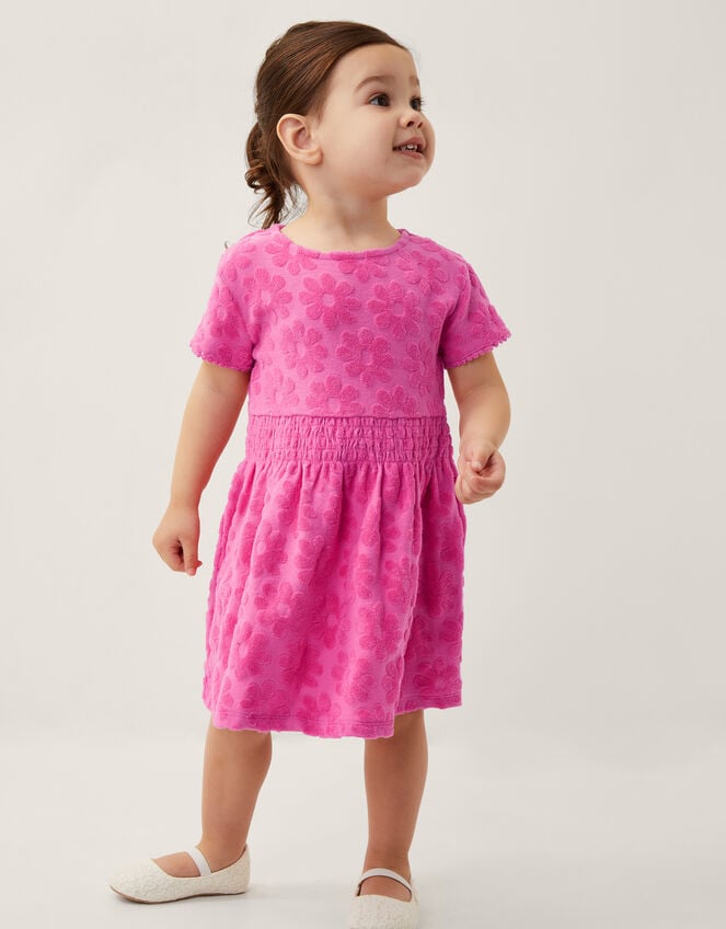 Baby Flower Towelling Dress, Pink (PINK), large