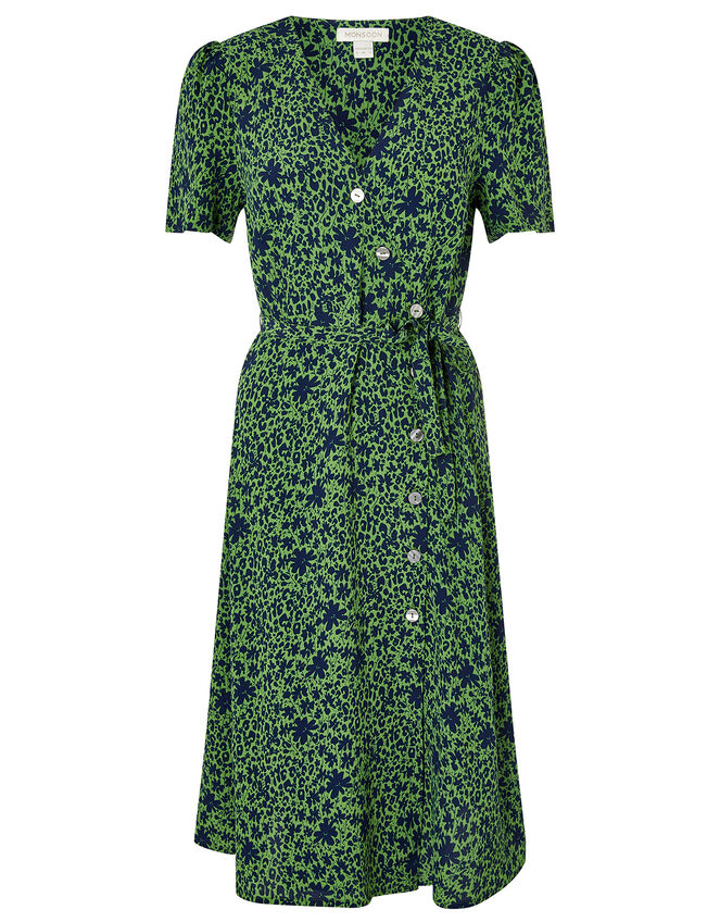 Printed Short Sleeve Wrap Dress Green | Day Dresses | Monsoon Global.