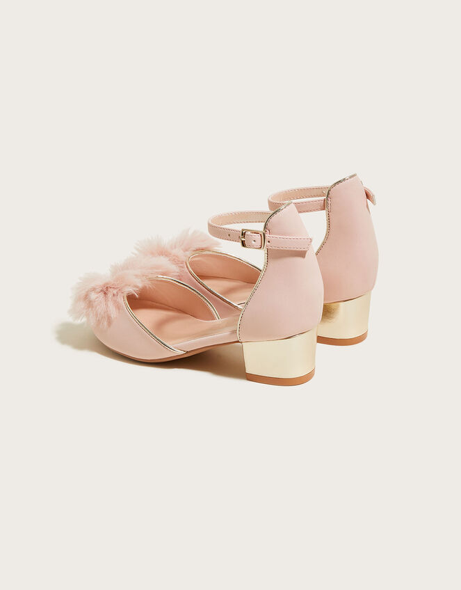 Faux Fur Bow Two-Part Heels, Pink (PINK), large