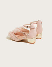 Faux Fur Bow Two-Part Heels, Pink (PINK), large