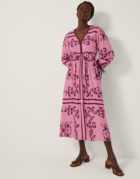 Matilde Floral Long Sleeve Midi Dress, Pink (PINK), large